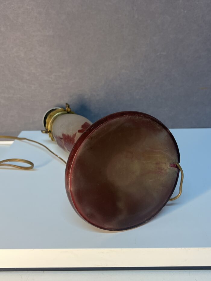 François Théodore Legras (1839-1916) joli pied de lampe art nouveau en verre multicouche
