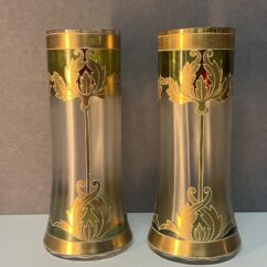 Paire de vases émaillés art nouveau, Montjoye Saint Denis pour Legras, vers 1900