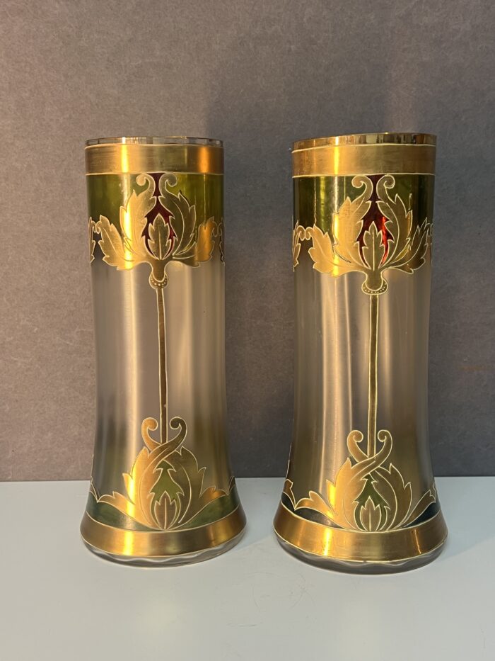 Paire de vases émaillés art nouveau, Montjoye Saint Denis pour Legras, vers 1900