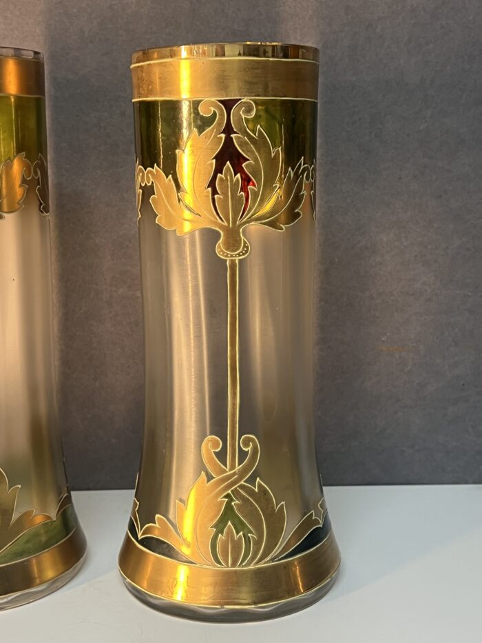 Paire de vases émaillés art nouveau, Montjoye Saint Denis pour Legras, vers 1900