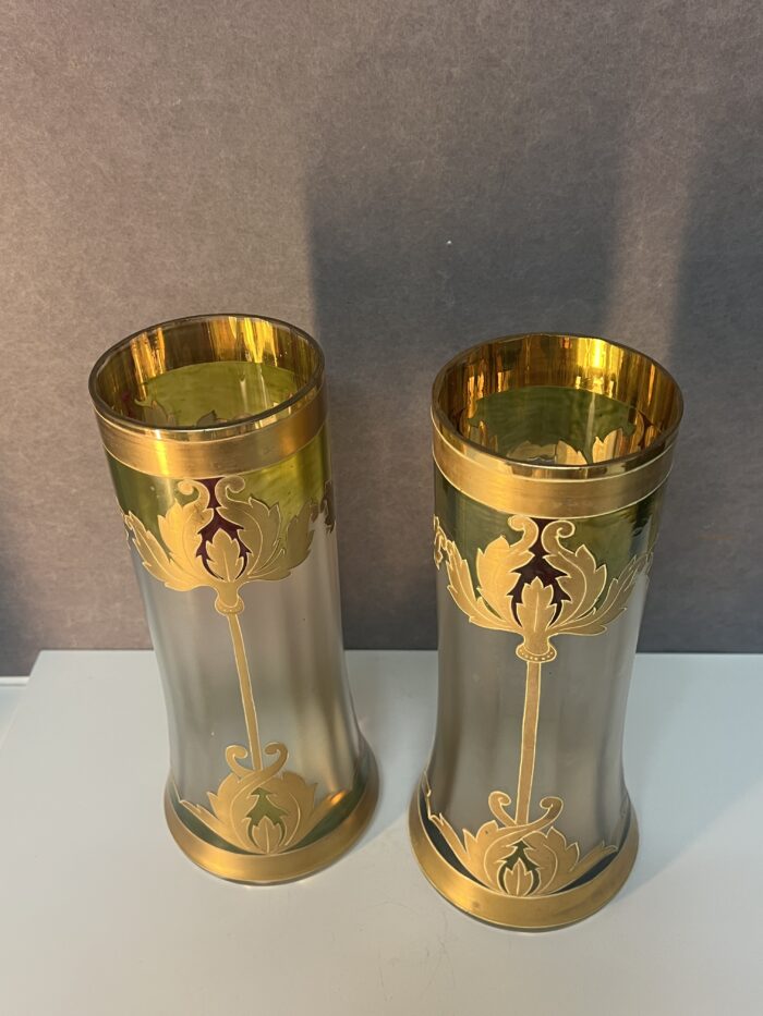 Paire de vases émaillés art nouveau, Montjoye Saint Denis pour Legras, vers 1900