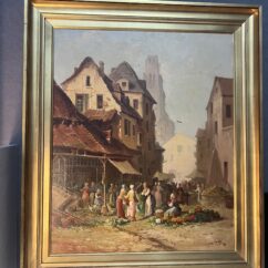 Clément Gontier (1876-1918) huile sur toile, scène pittoresque d'un village