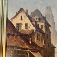 Clément Gontier (1876-1918) huile sur toile, scène pittoresque d'un village