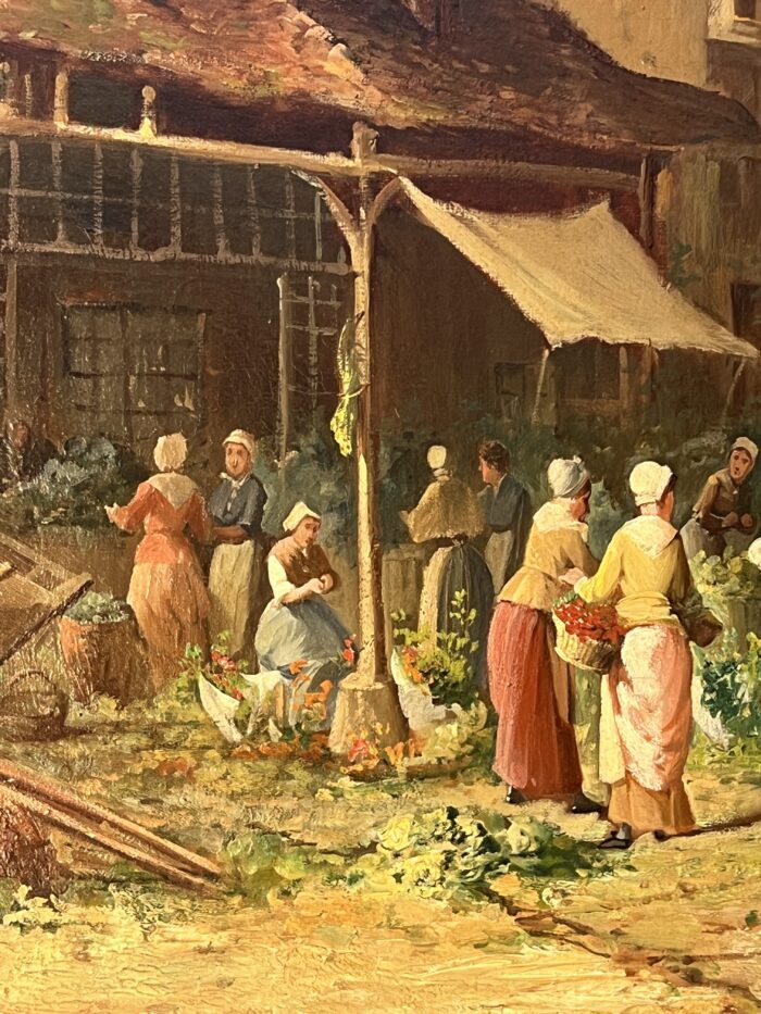 Clément Gontier (1876-1918) huile sur toile, scène pittoresque d'un village