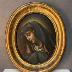 La Madone, Atelier de Carlo Dolci (1616 - 1686) tableau huile sur cuivre du XVIIe siècle, forme ovale