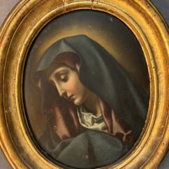 La Madone, Atelier de Carlo Dolci (1616 - 1686) tableau huile sur cuivre du XVIIe siècle, forme ovale