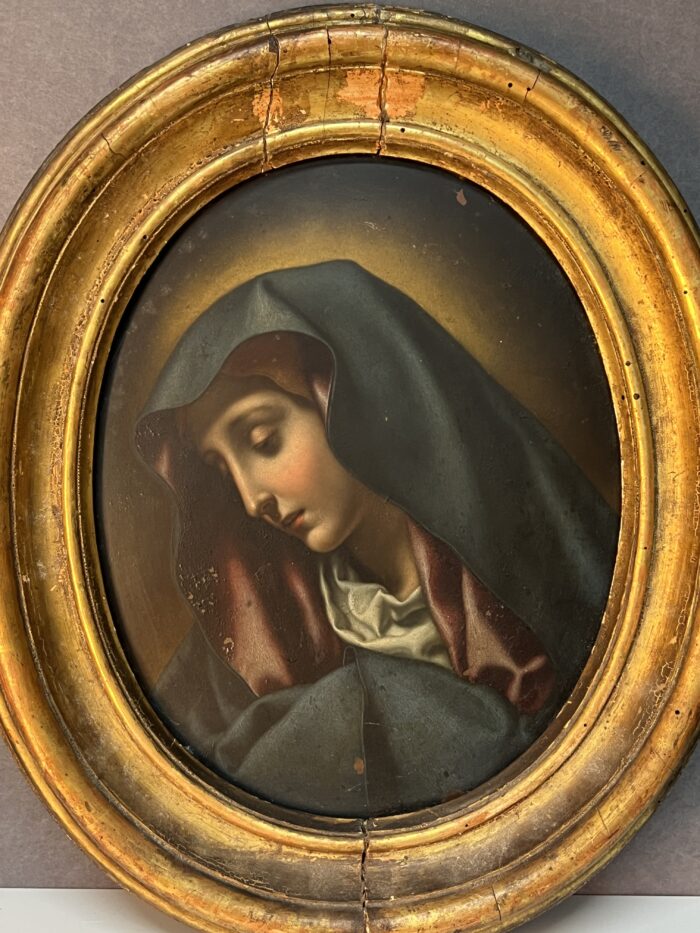 La Madone, Atelier de Carlo Dolci (1616 - 1686) tableau huile sur cuivre du XVIIe siècle, forme ovale