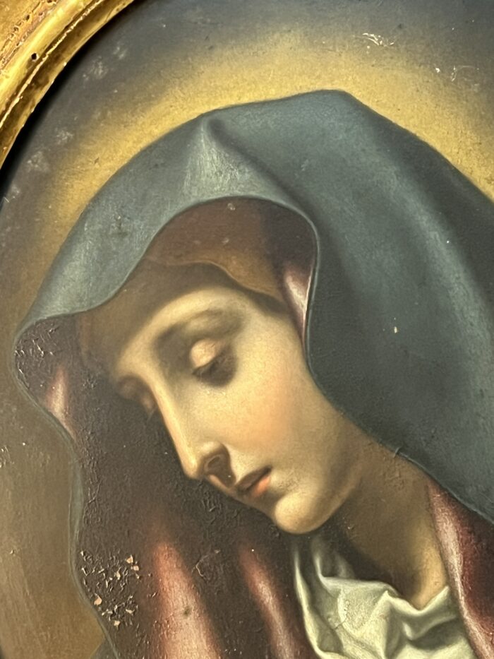 La Madone, Atelier de Carlo Dolci (1616 - 1686) tableau huile sur cuivre du XVIIe siècle, forme ovale