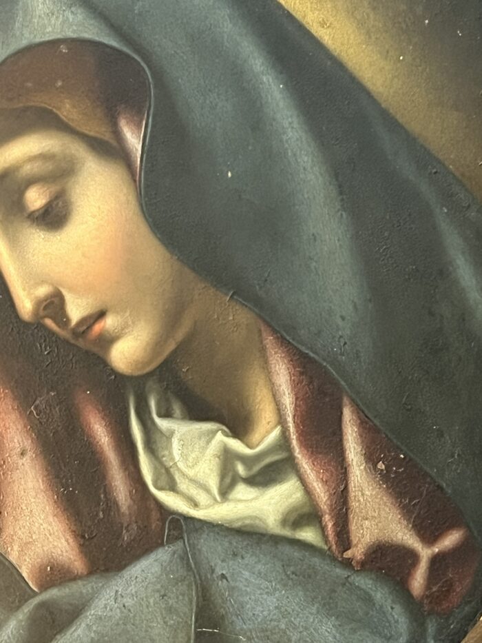 La Madone, Atelier de Carlo Dolci (1616 - 1686) tableau huile sur cuivre du XVIIe siècle, forme ovale