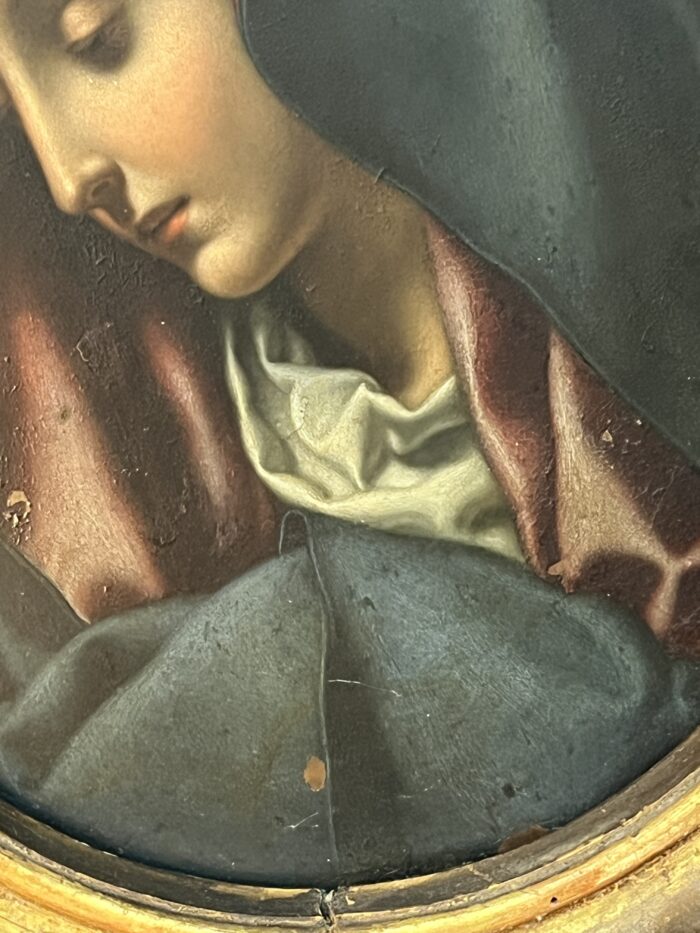 La Madone, Atelier de Carlo Dolci (1616 - 1686) tableau huile sur cuivre du XVIIe siècle, forme ovale