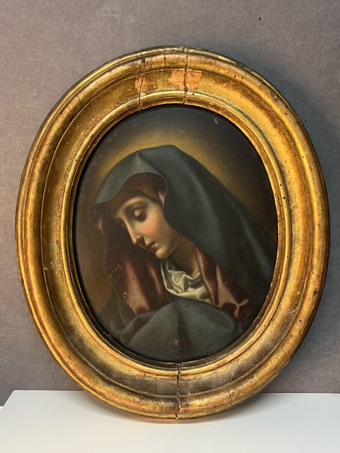 La Madone, Atelier de Carlo Dolci (1616 - 1686) tableau huile sur cuivre du XVIIe siècle, forme ovale