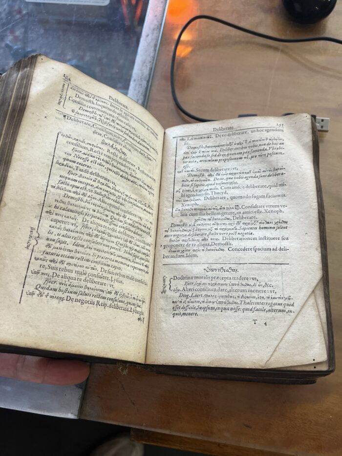 Livre relié cuir, Calligraphia Oratoria Linguae Graecae – Johannes Posselius (1584)