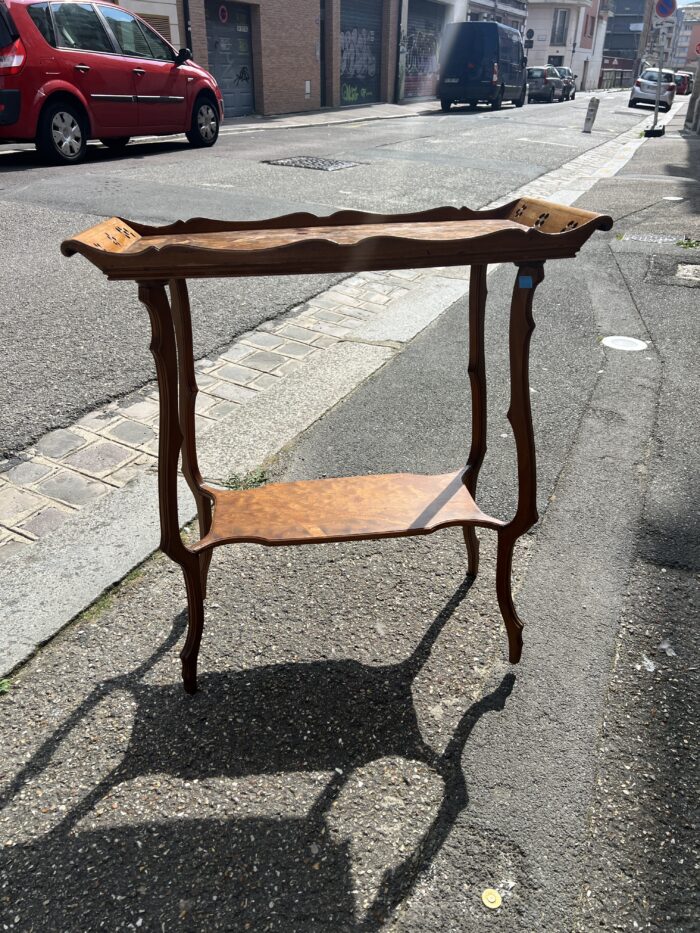 Table à thé à deux plateaux en bois de placage d'époque art Nouveau, signé Émile Gallé – Image 15