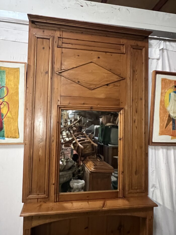 Joli trumeau en pitchpin, ancien vers la fin du XIXe siècle, 142 x 105 cm – Image 3
