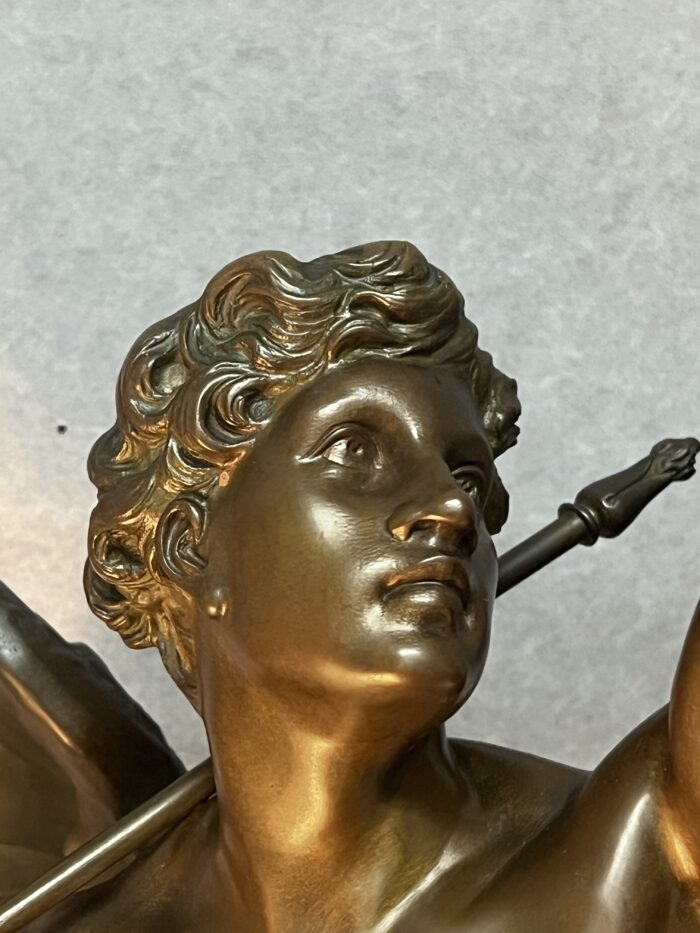 Impressionnante sculpture allégorique en bronze à patine chocolat, signée Émile-Louis Picault (1833-1915)
