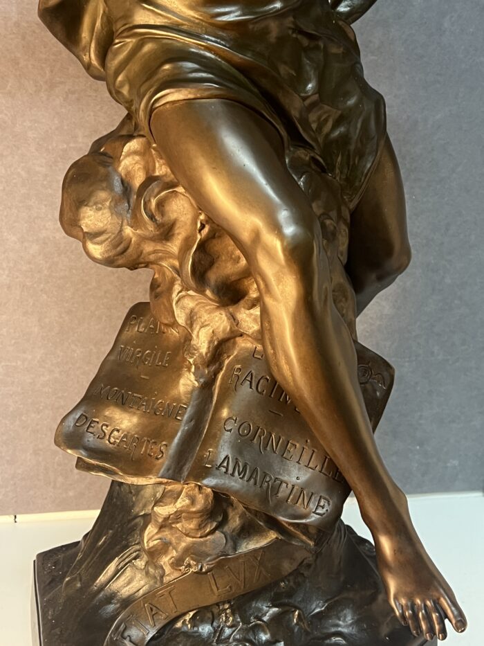 Impressionnante sculpture allégorique en bronze à patine chocolat, signée Émile-Louis Picault (1833-1915)