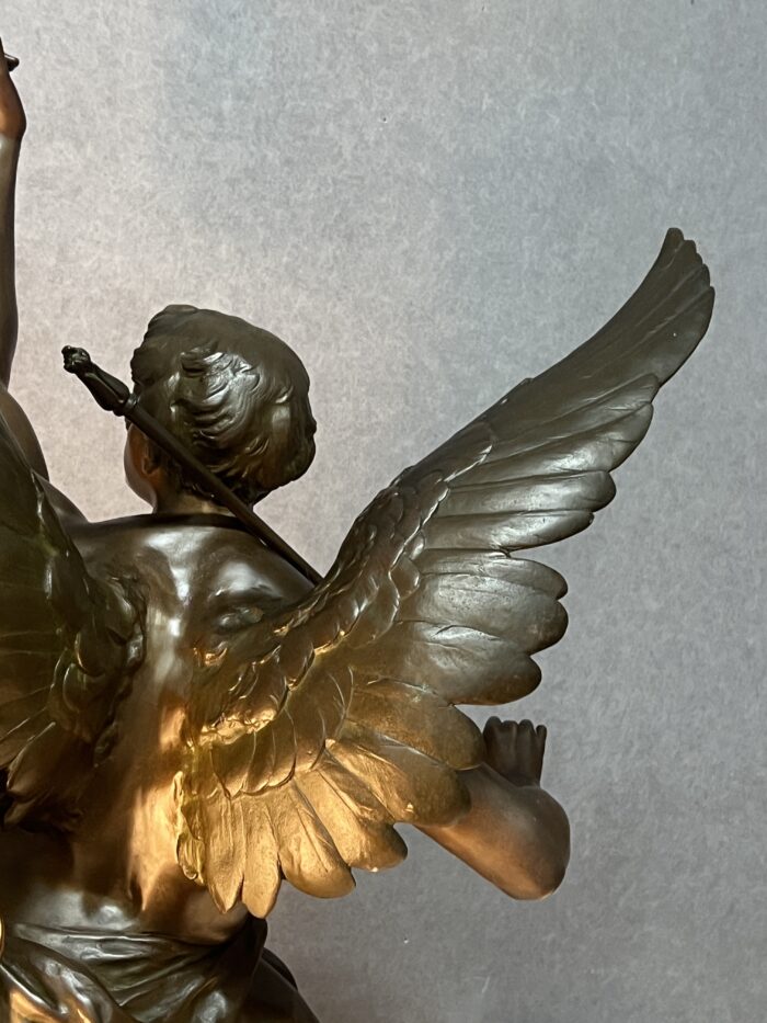 Impressionnante sculpture allégorique en bronze à patine chocolat, signée Émile-Louis Picault (1833-1915)