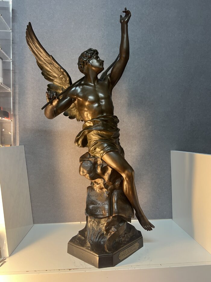 Impressionnante sculpture allégorique en bronze à patine chocolat, signée Émile-Louis Picault (1833-1915)